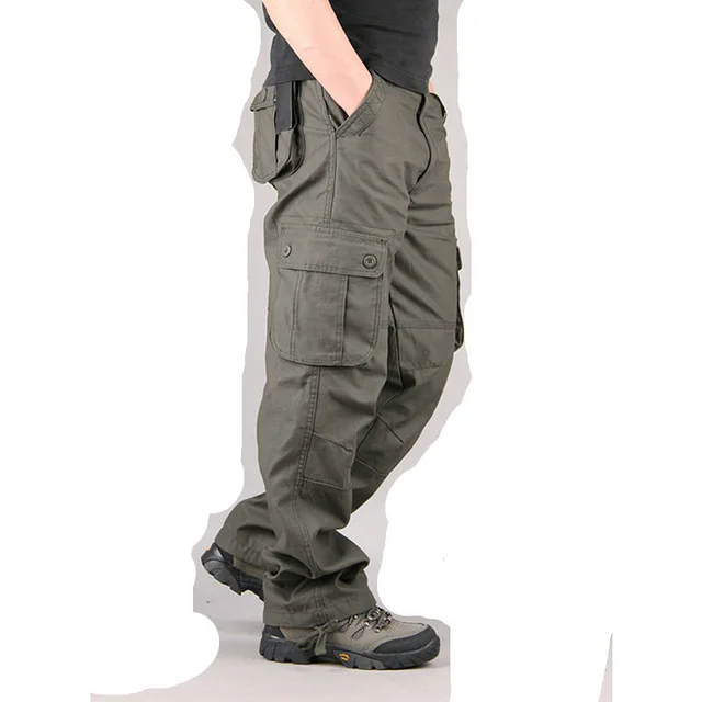 Мужские брюки карго, повседневные, с несколькими карманами, военные, большой размер 44, тактические брюки, мужская верхняя одежда, армейские прямые брюки, длинные брюки - Цвет: Army yellow
