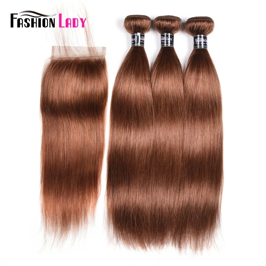 Fashion Lady Pre Colored 3 Bundles Reddish Brown 30 Brazilian Straight