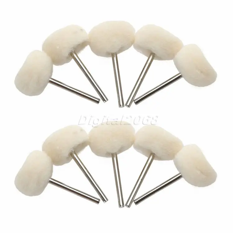 10 PCs 25MM Dia 3MM Fine Shank Wool Polishing Head 1" Grinding Jewelry Metals Wheels Buffing Felt Dremel Rotary Tool Accessories