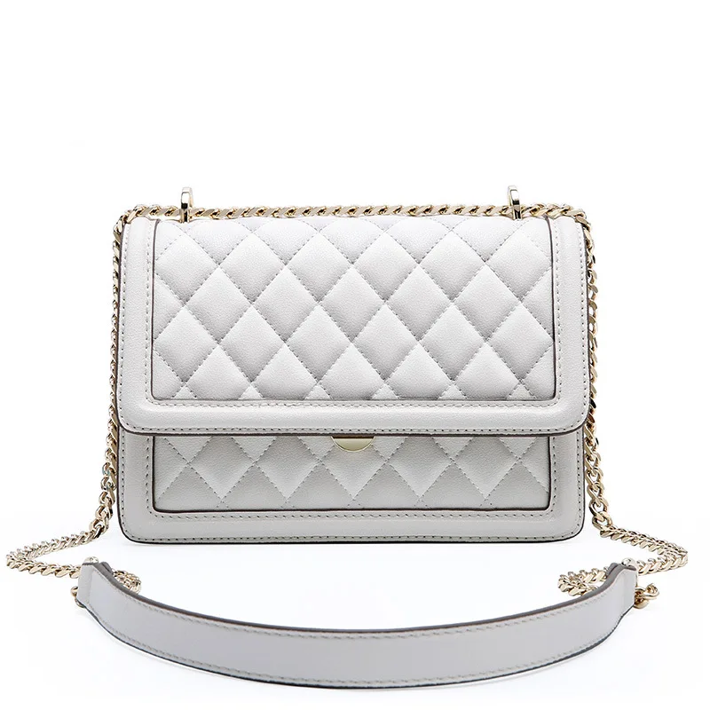 Fashion European and American style high quality cowhide women's bag new leather rhombic chain bag diagonal shoulder bag women