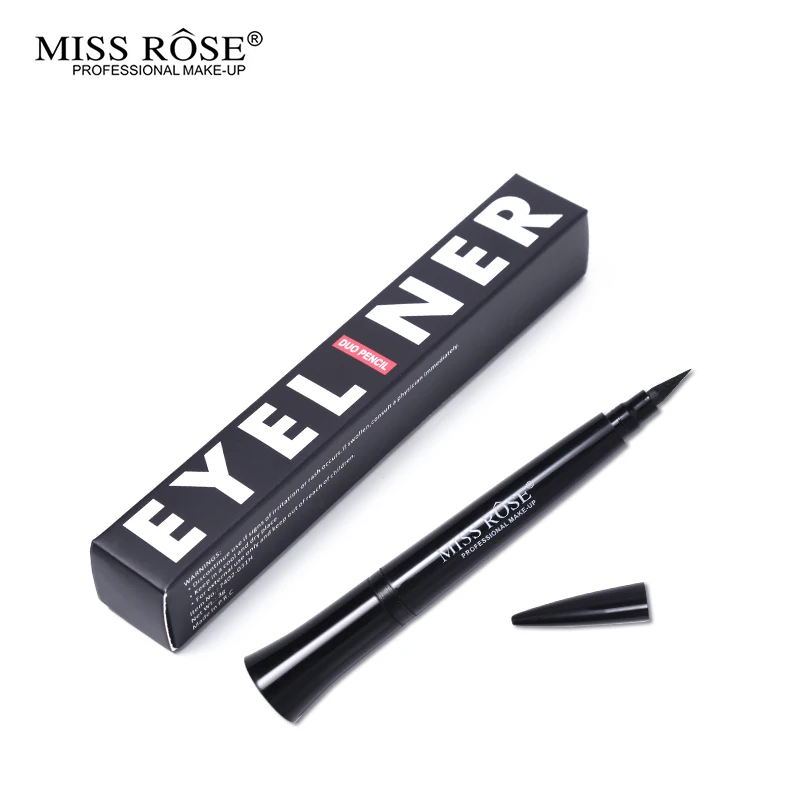 Miss Rose Ультра черный карандаш для глаз+ штамп Duo жидкий гель для подводки глаз водостойкий стойкий Смоки татуировки косметические инструменты