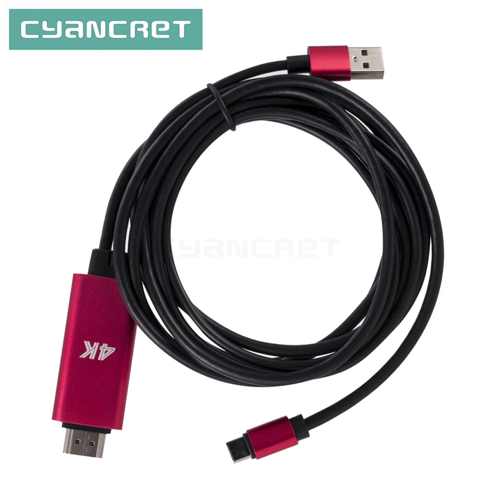 Видео кабель Type C адаптер USB 3 1 к HDMI с зарядкой 4K 8 м конвертер для Macbook TV монитор