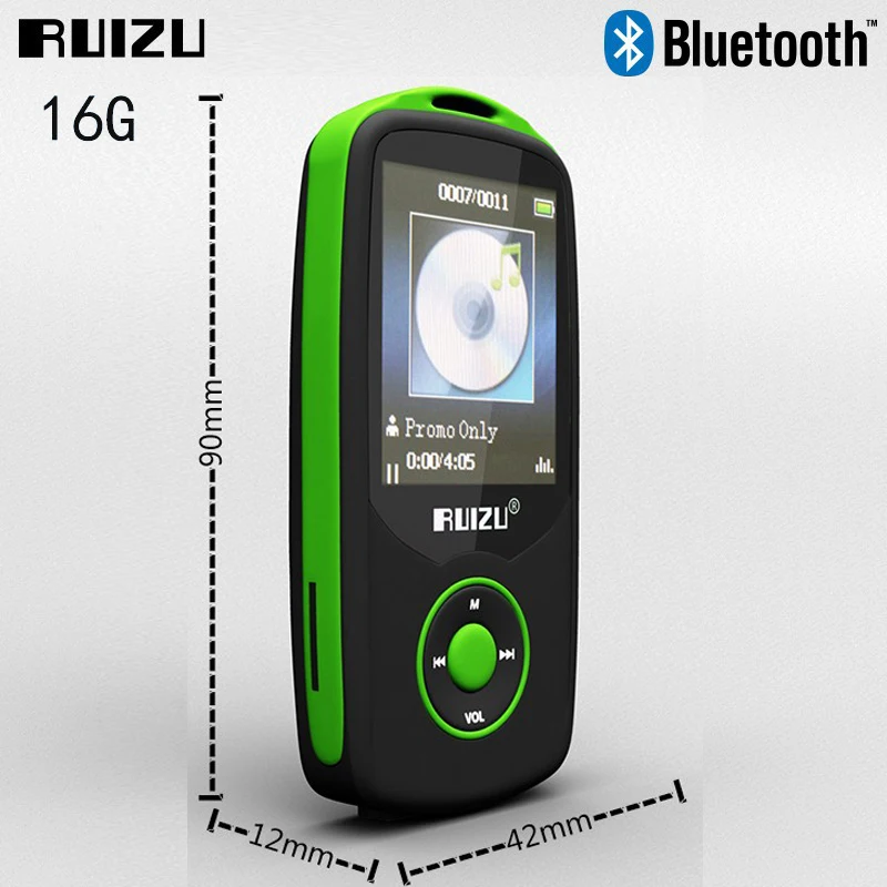 Bluetooth MP3 Player 16G RUIZU X06 mp3 Sport 1.8 Screen player 100H high quality lossless Music