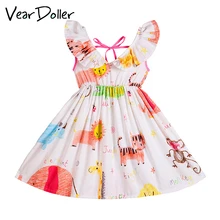 VearDoller/платье для девочек летние хлопковые детские платья без рукавов для девочек с рисунком граффити, с v-образным вырезом, с открытой спиной, детское платье