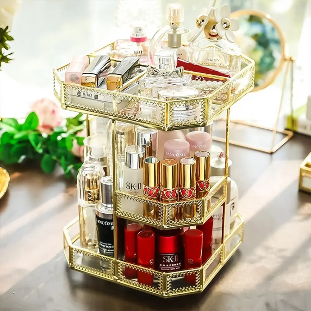360 Degree Rotating Makeup Organizer Antique Countertop Cosmetic