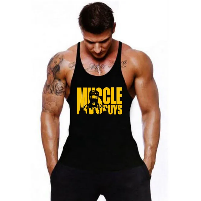 Хлопковые майки Muscleguys для спортзала мужские без рукавов Майки мальчиков одежда