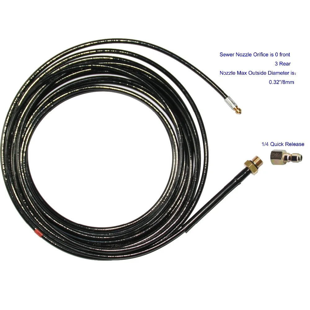 

A03 8m High Pressure washer Micro mini Sewer Jetter drain cleaning hose with 1/4" quick release plug