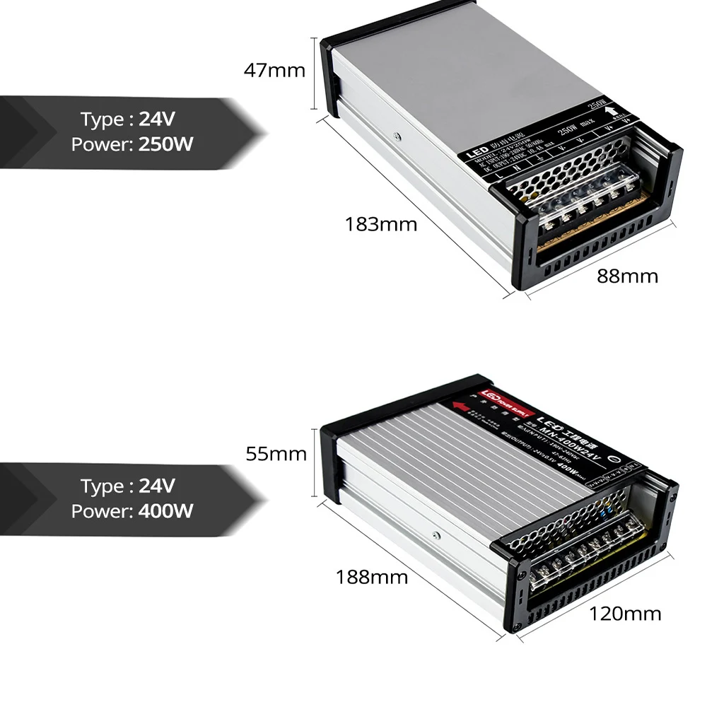 AC 220 В к DC 24 В Питание 250 Вт 400 Вт Водонепроницаемый трансформатор Led Мощность адаптер для 24 В свет 5730 2835 бар свет
