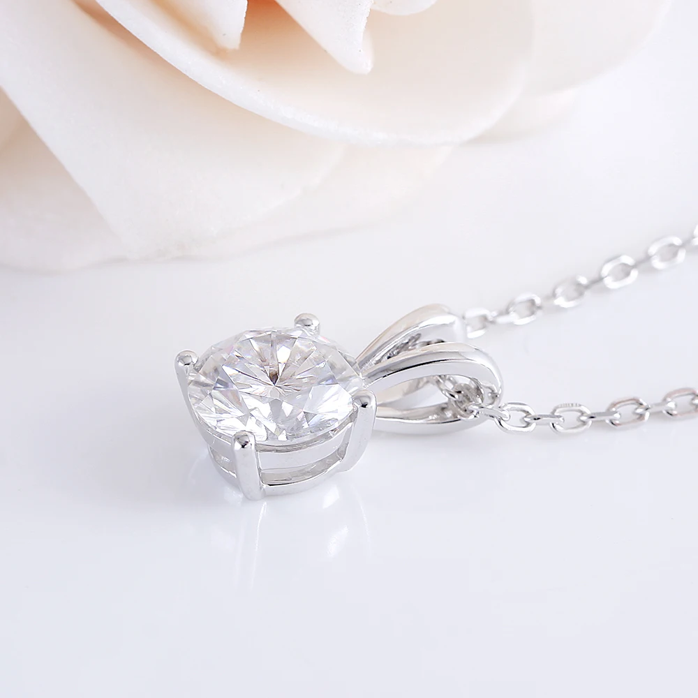 DovEggs 14K 585 Белое золото 1CTW 6 5 мм Сердце и стрелы цвет GH Moissanite ожерелье для женщин
