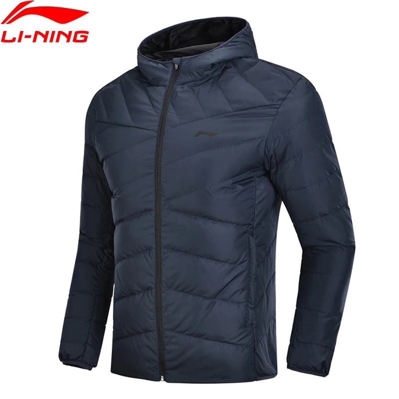 Li Ning мужской тренировочный пуховик с капюшоном полиэстер 90% белый утиный пух 3D