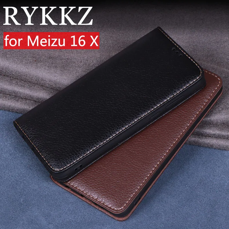 

RYKKZ Luxury Leather Flip Cover For Meizu 16 X Mobile Stand Case For Meizu 16X Meizu 16th 16th Plus Leather Phone Case Cover