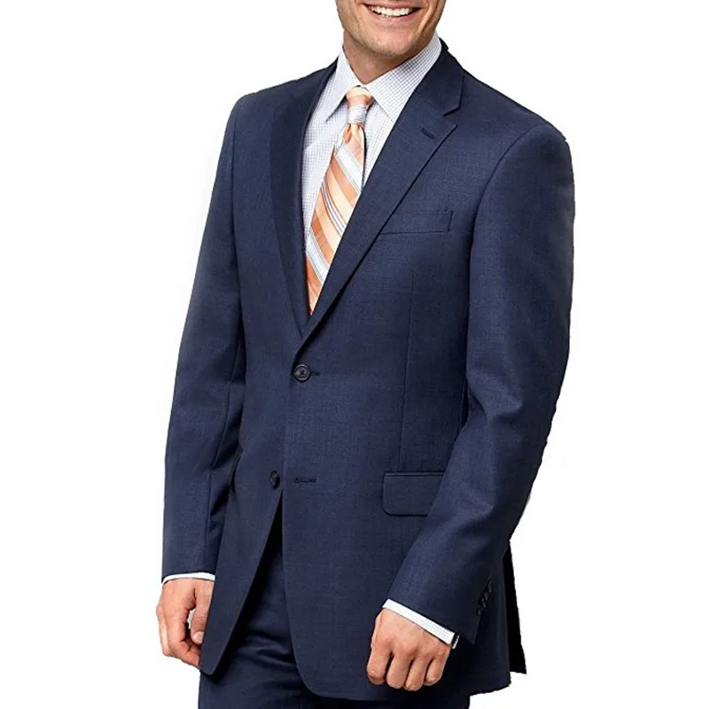 

Custom Made Blue Wedding Groomsman Suits Men Suits Two Button 2-Piece Slim Fit Men Blazer Groom Tuxedos (Jacket+Pants) H510