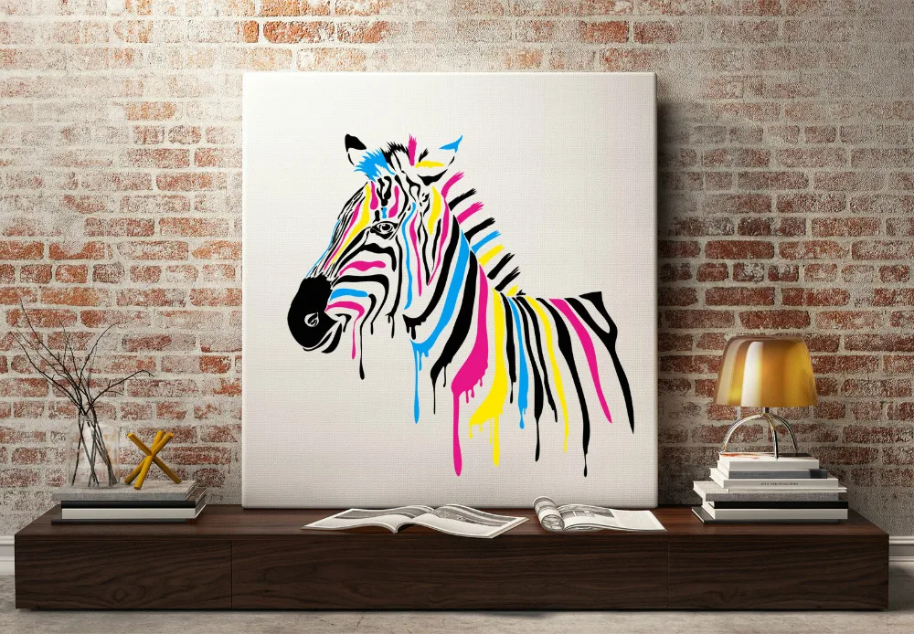 Zebra Art Print From Painting Zebras Zoo Animals African Stripes Rainbow  Colorful Big Mount Large Contemporary Primary Colors - Painting &  Calligraphy - AliExpress