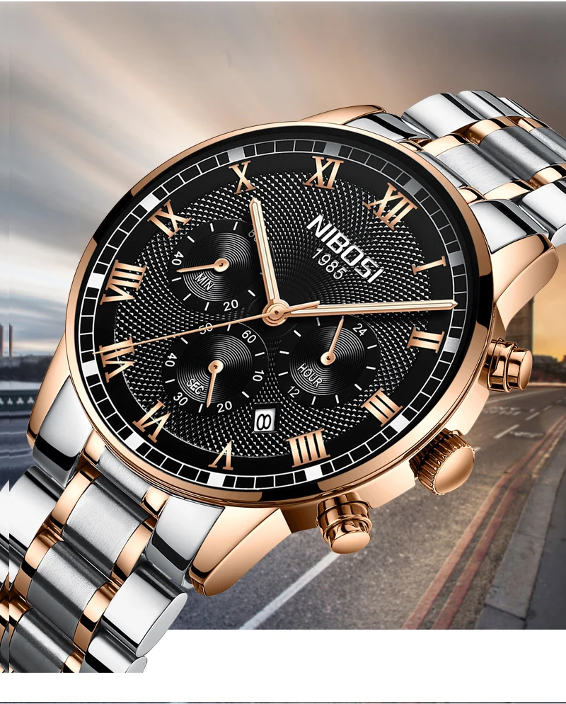 NIBOSImens watches top brand luxury sport watch male watch luxury mens watches top brand luxury leather mens watches blue        (2)