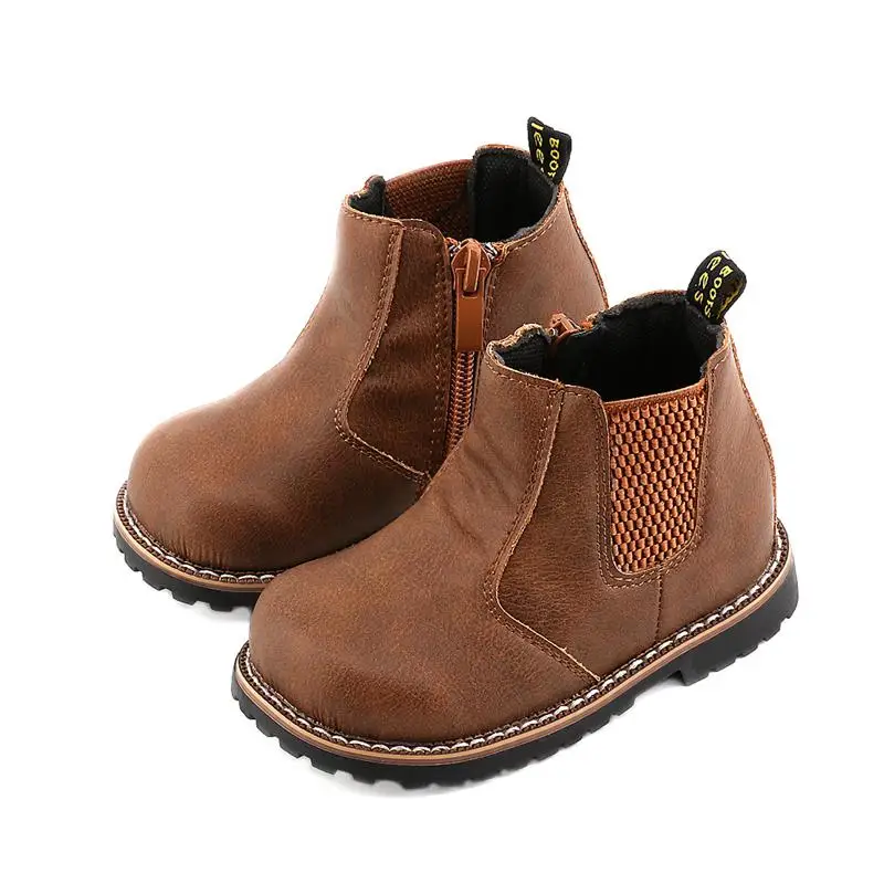 Peuter Baby Meisjes Schoenen Zwart Enkel Martin Laarzen Little Kids Fur Jongens Waterdichte Booties Kinderen Mode Lederen Herfst Winter