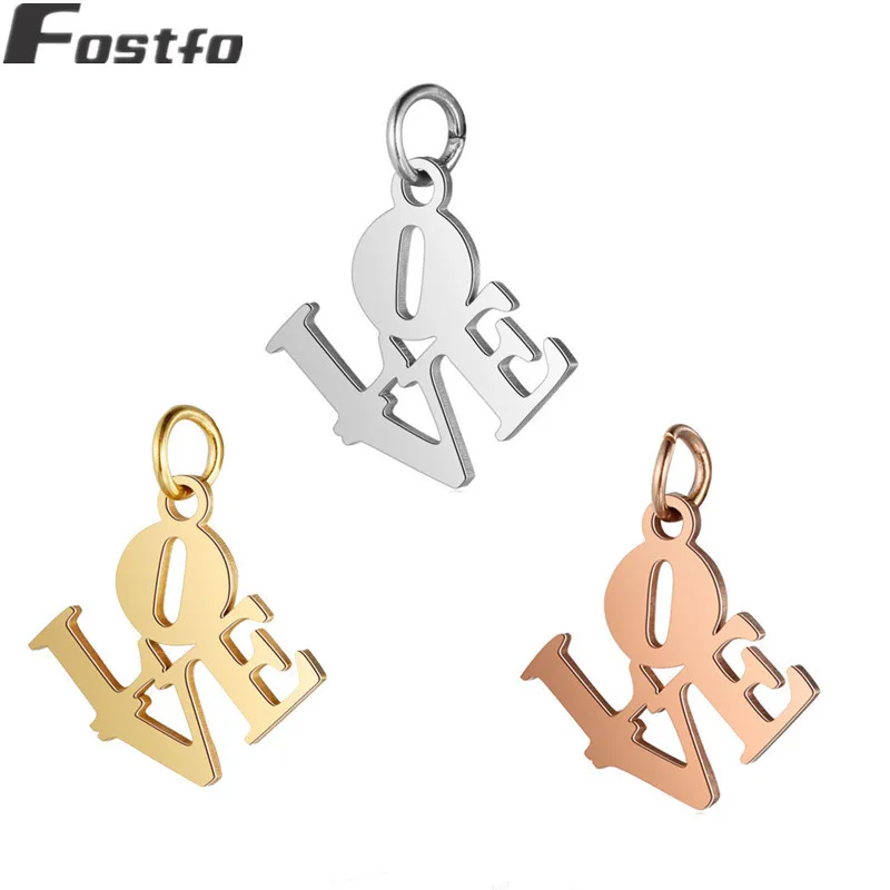 

2pc LOVE Letters Charms Pendants Rose gold/Gold/Steel Color Pendant For Women Fashion Necklace Bracelets Earrings Jewelry Making