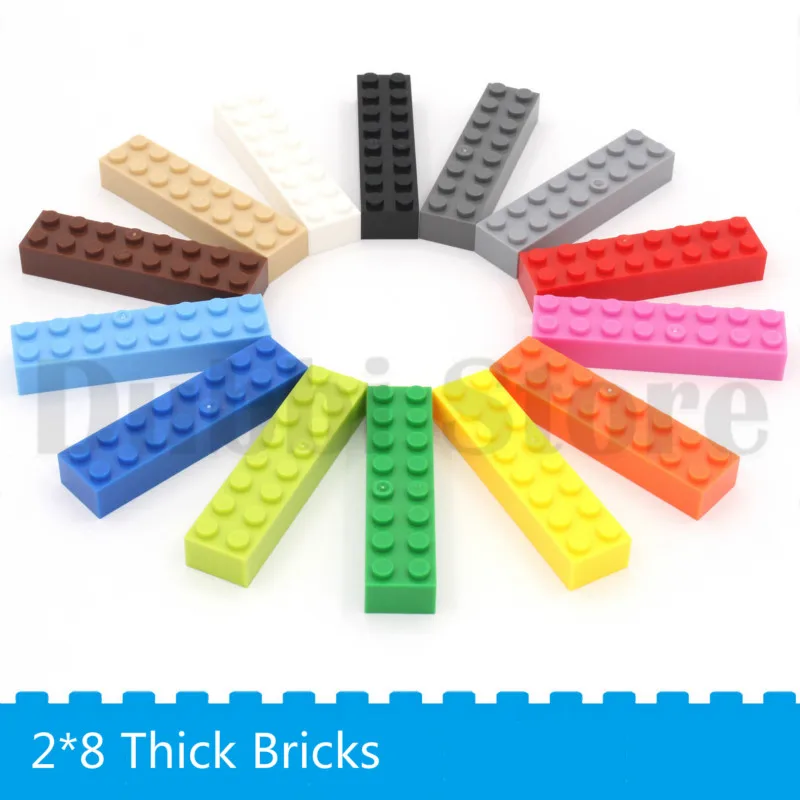 2*8 bricolage bloc de construction briques épaisses 100 g/lot Compatible avec les marques jouet éducatif multicolore cadeau pour les enfants