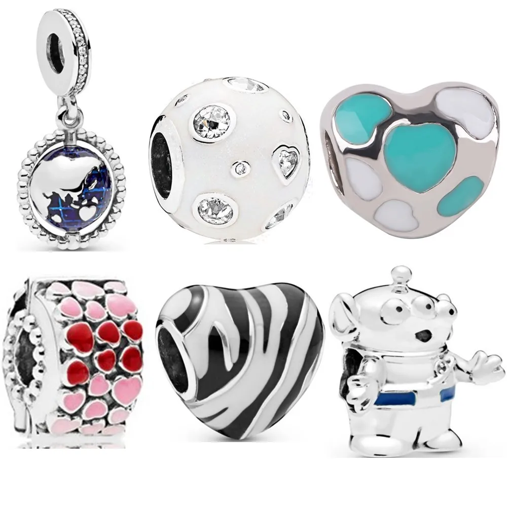 

AIFEILI Gift Retro Silver Charm Bead DIY Fit Pandora European Bracelet Girl Personality Original Jewelry Simple Zebra Earth