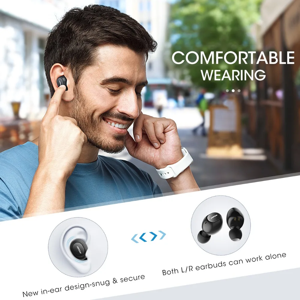 Mpow T5/M5 IPX7 Wireless TWS Earbuds APTX Bluetooth 5.0 Earphones 36H Playing Stereo CVC8.0 Noise Cancelling Headphones With Mic