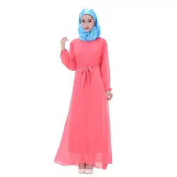 Для женщин шифон с длинным рукавом LKaftan Абаи джилбаба Исламская Мусульманский коктейльное длинное платье