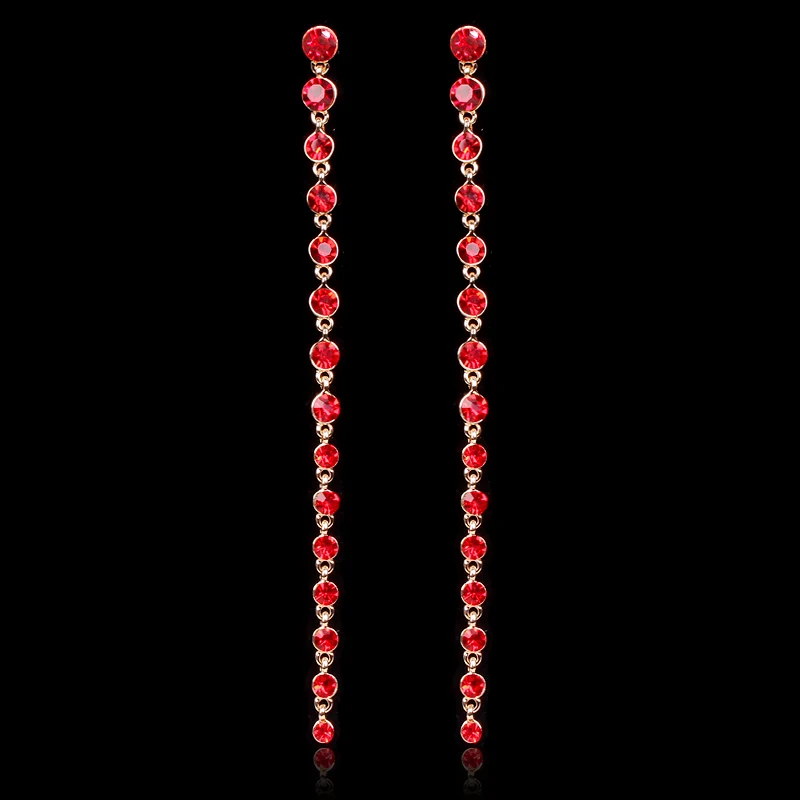 

Korean Fashion Gold Color Dangle Brincos Hanging Super Long Drop Earrings Crystal Party Wedding Bridal Jewelry Bijoux for Women