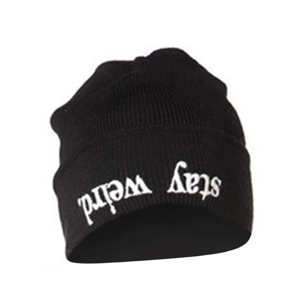 

Beanie STAY WEIRD Letter Print Hats for Women Men Autumn Winter Unisex Casual Black Cap Korean Knitted Hat Caps Balaclava