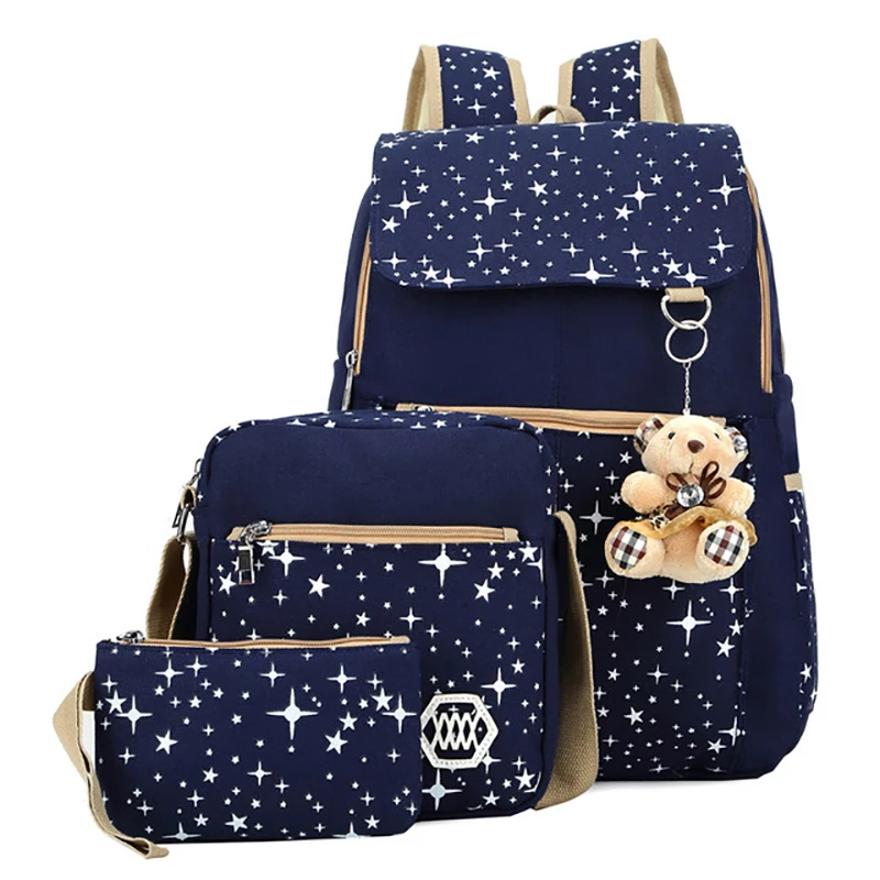 3 шт./компл. женский рюкзак школьные сумки для подростков девочек звезды школьные рюкзаки с принтом с медведем дорожная сумка рюкзаки Mochila
