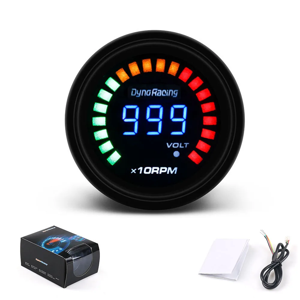Dynoracing 2 &quot52 мм Авто Цифровой Копченый Тахометр 0 ~ 10000 об./мин 20 светодиодный