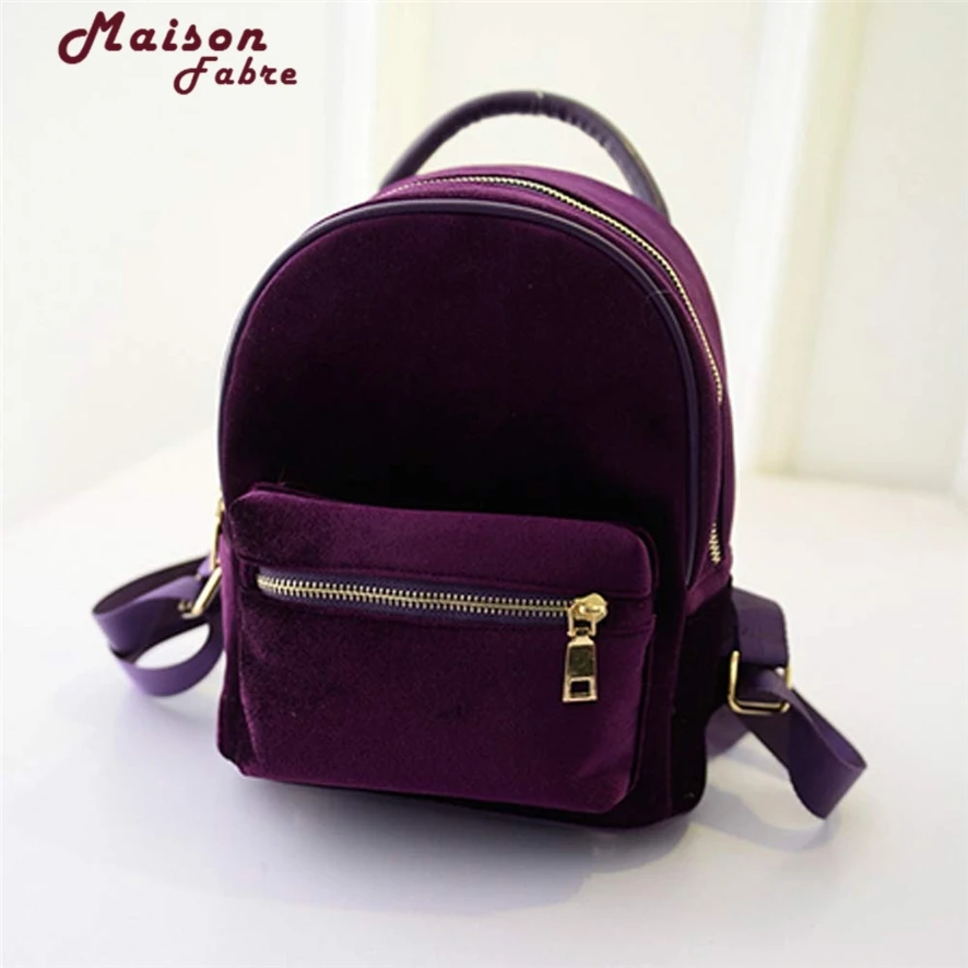 

Women Velvet Backpacks Pleuche Casual Style Girls Mochila Zipper Bags School Bag for Teenage Girls Mochila Feminina 1010#23