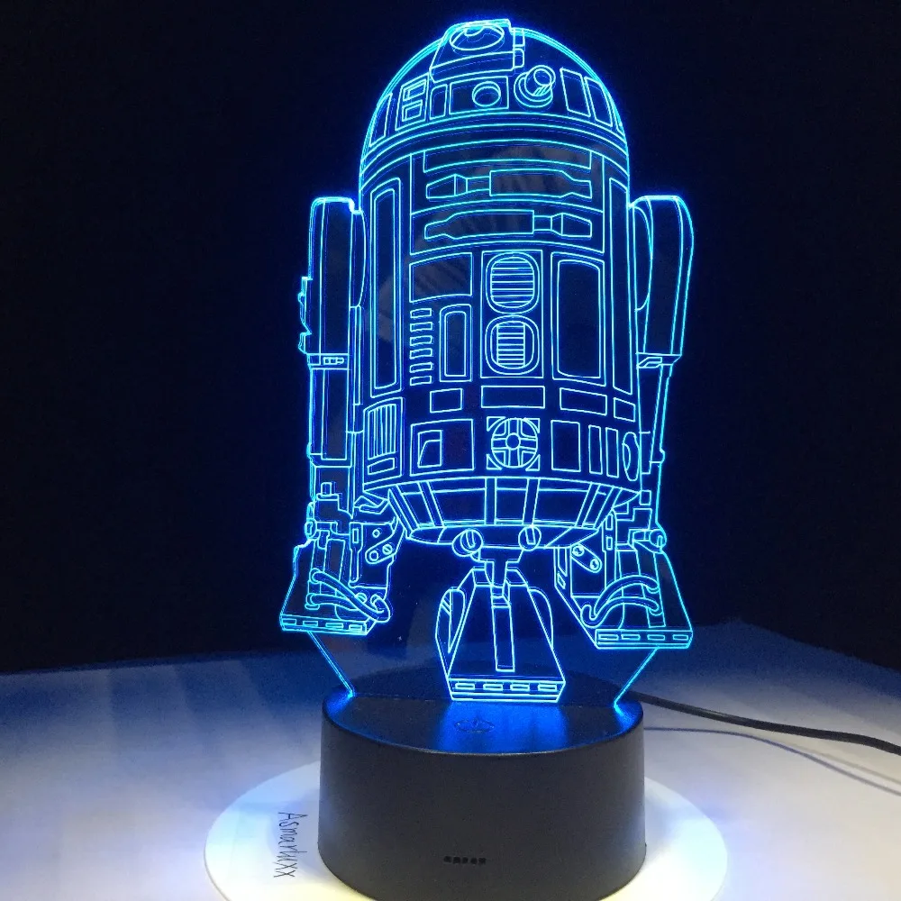 Звездные войны, дроид, игрушка R2D2, светильник для детской комнаты, спальни, декоративный Ночной светильник, 7 видов цветов, сменный USB сенсорный светодиодный настольный светильник, лампа