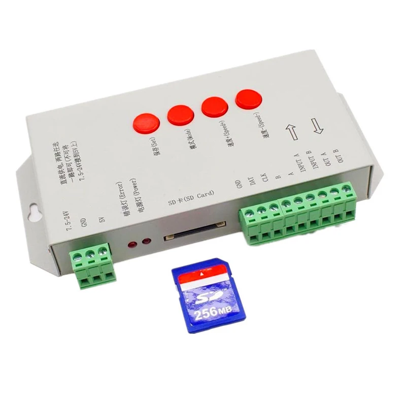 T1000S SD карты WS2801 WS2811 WS2812 WS1903 LPD6803 светодиодный 2048 Пиксели контроллер DC5~ 24V T-1000S DMX 512 RGB контроллер