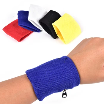 Running Badminton Zweetband Pols Arm Band Tas Met Pocket Katoen Rits Sport Polsband Gym Fitness Polssteun Bandjes Wraps