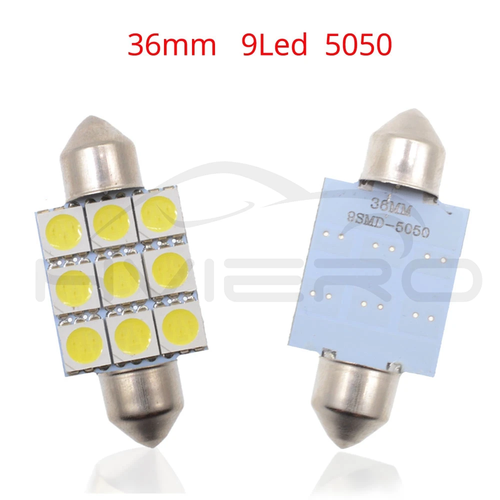 2X белый C5W C10W 5050 SMD 9 светодиодный 36 мм 39 мм 41 мм DC 12 В автоматический светодиодный купольный светильник с фестонами, дверной светильник, лампа для чтения, задний фонарь, резервный светодиодный светильник