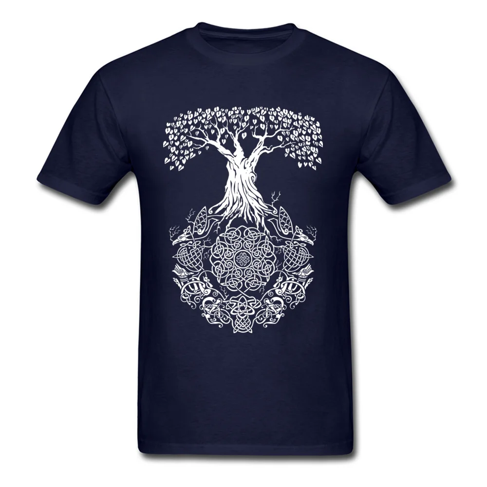 Tops Tees T-Shirt Yggdrasil Tree of Life NEW YEAR DAY Short Sleeve 100% Cotton Round Neck Men T Shirts 3D Printed Discount Yggdrasil Tree of Life navy