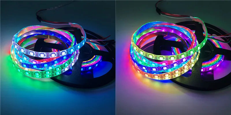 WS2812B Светодиодные ленты индивидуально адресуемых RGB Smart Пиксели полосы 1 м-5 м черный/белый PCB WS2812 IC Водонепроницаемый 5 В 30/60/144 светодио дный s/m