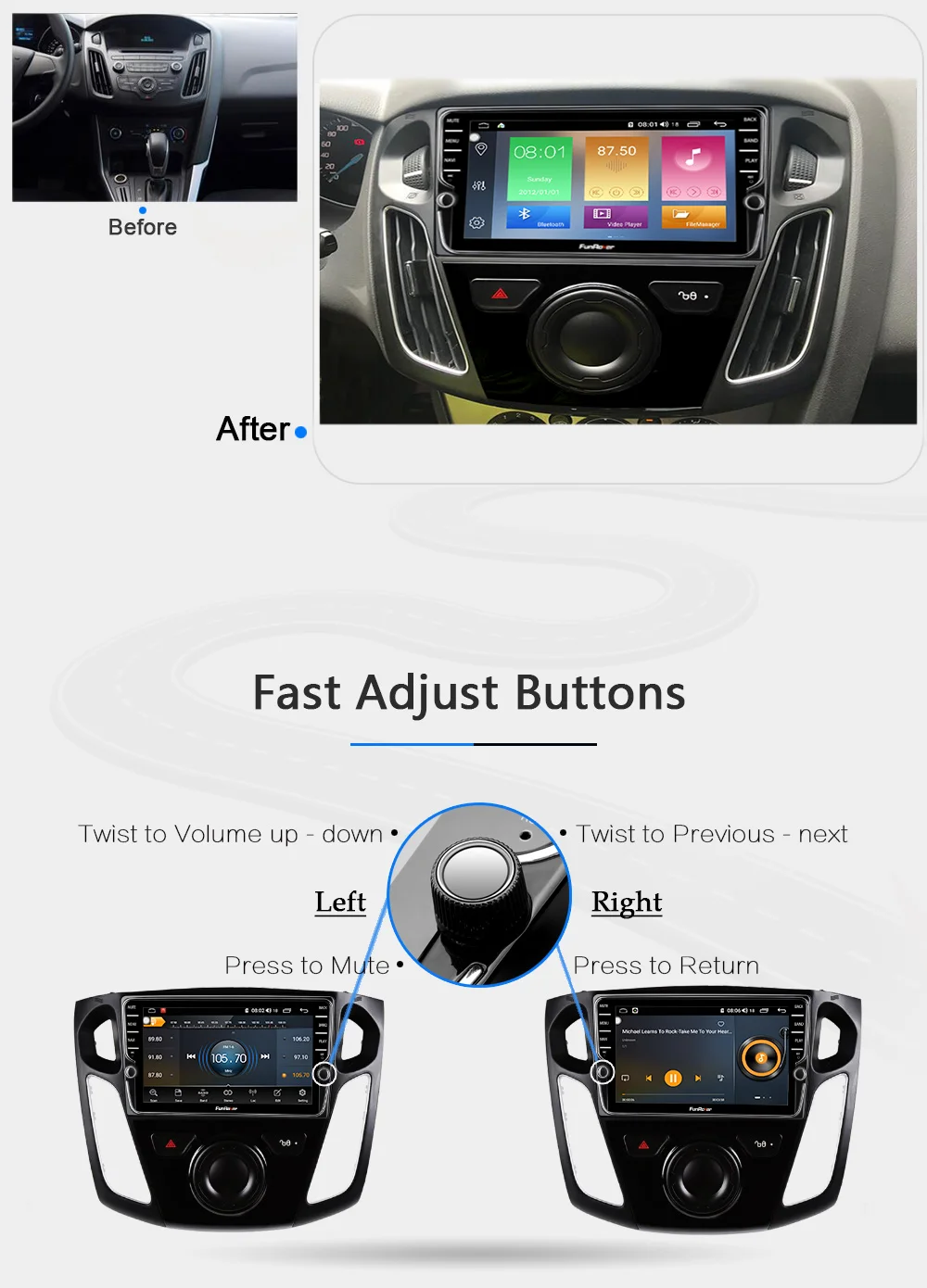 Cheap FUNROVER Octa 8 core Android 9.0 2 din car radio multimedia dvd player For  Focus 2012-2015 stereo gps navigation DSP 4G 64G 10