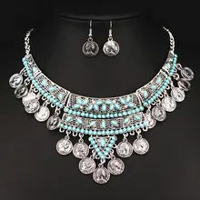 Цыганское богемное ювелирное винтажное ожерелье антикварная серебряная монета ожерелья с кисточками и кулонами для женщин X1622