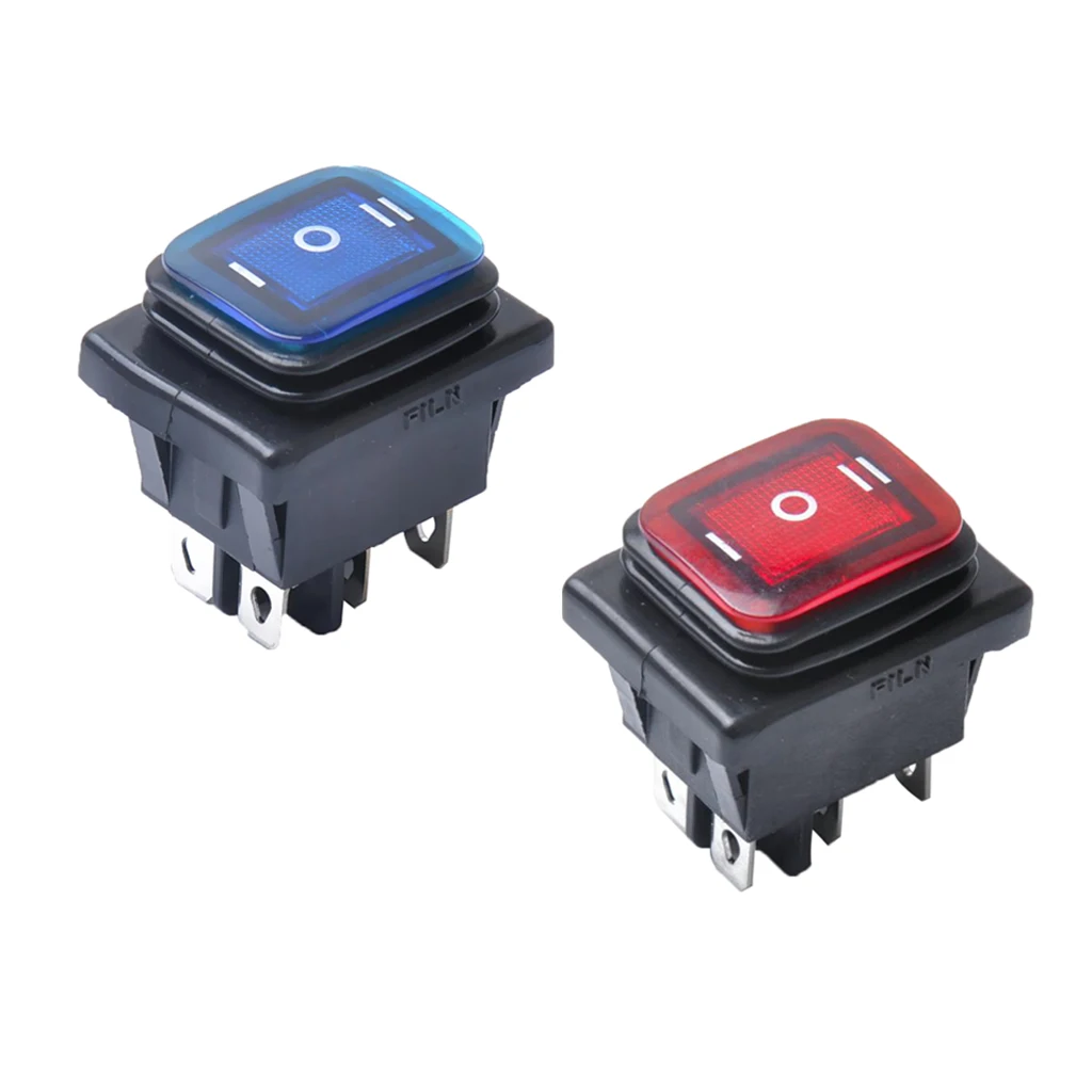 2 Pieces Red Blue 6 Pin On-Off-On Car Boat Lighted Rocker Toggle Switch