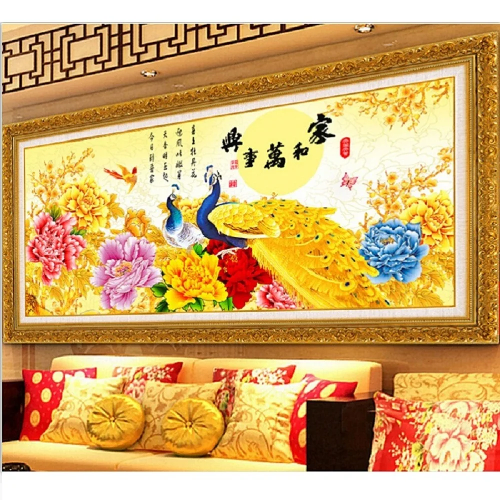 

5D needlework DIY diamond embroidery peony flower Pictures mosaic resin round Rhinestone peacock painting crystal pattern