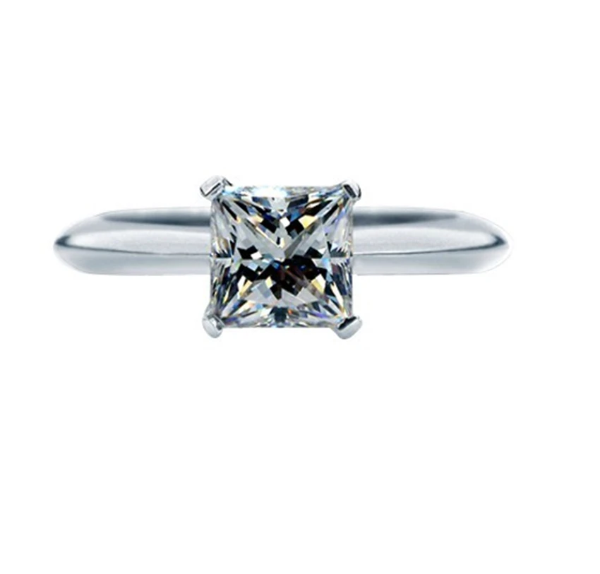2Ct 7*7mm Princess Cut G-H Test Positive Moissanite Diamond Ring WARRANTY 925 Sterling Silver Wedding | Украшения и аксессуары