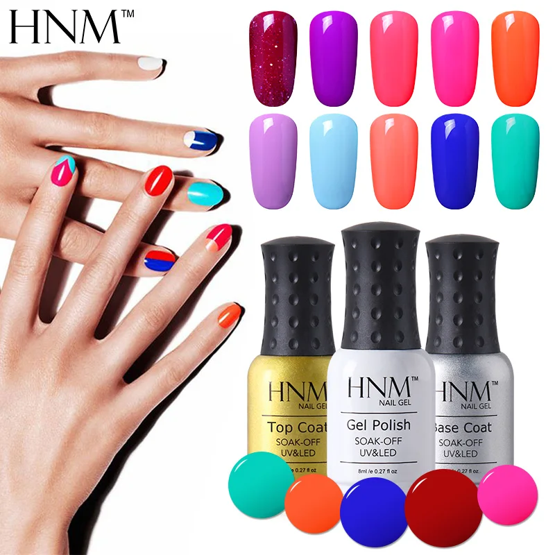 

HNM 8ml Gel Nail Polish Gorgeous Color Nail Gel Polish Vernis Semi Permanent Top Coat Base Coat Gel Lak Varnishes Gelpolish