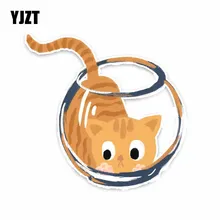 YJZT 13 CM * 12 CM Animal Bonito Gato 5 Gráfica PVC de Alta Qualidade Etiqueta Do Carro-1497