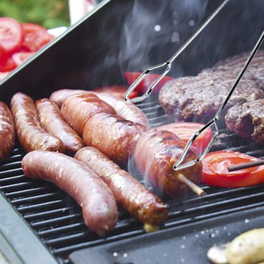 

Stainless Steel Scissor Tongs Barbecue BBQ Grill Tongs Baking Cooking Clamp Kitchen Foods High Temperature Resist Scissor Tongs