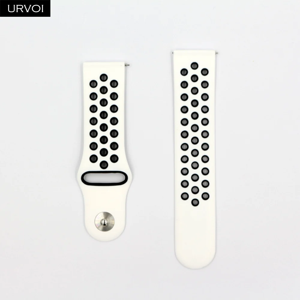 URVOI для Galaxy Watch Active/42/46 мм gear sport Силиконовый ремешок быстроразъемные контакты мягкий сменный 22 мм/20 мм - Цвет ремешка: White Black
