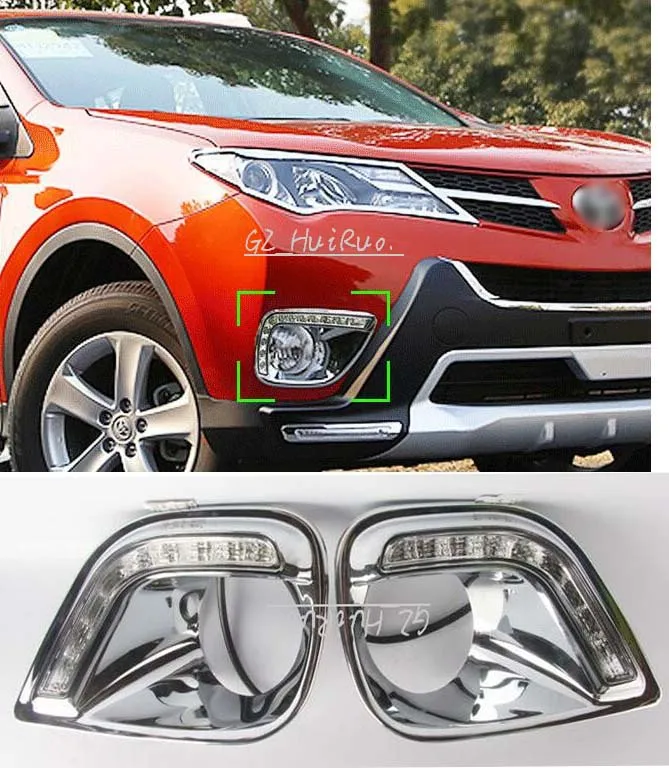 

High configuration car auto daytime running light for TOYOTA RAV4  2014-2015 front bur grille grill + DRL LED white lamp
