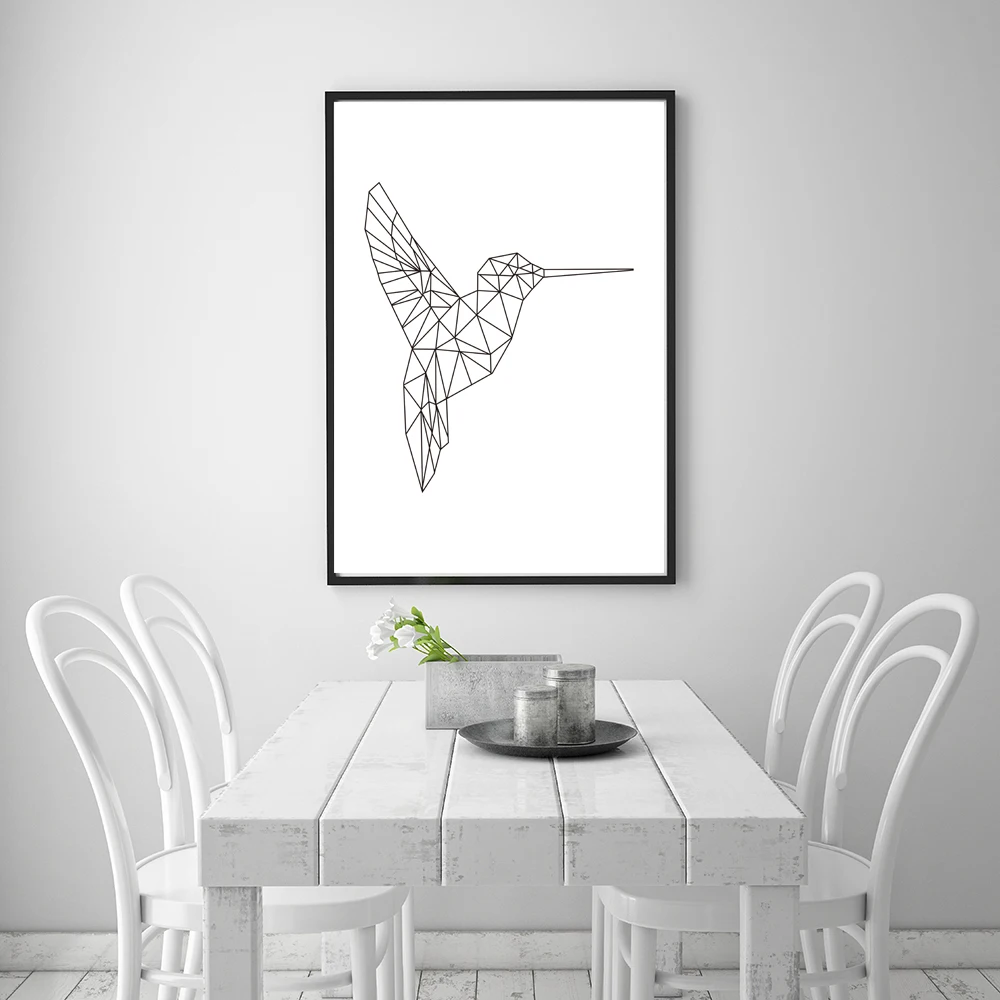 

Abstract Canvas Print Painting Geometric Hummingbird Nordic Style Wall Picture For Home Decoration Living Room No Frame LZ422