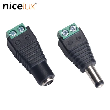 

Female Male DC Power Jack Connector Crimp Terminal Block Plug Adapter for 2pin 5050 3528 Single Color LED Strip CCTV Camera Wire