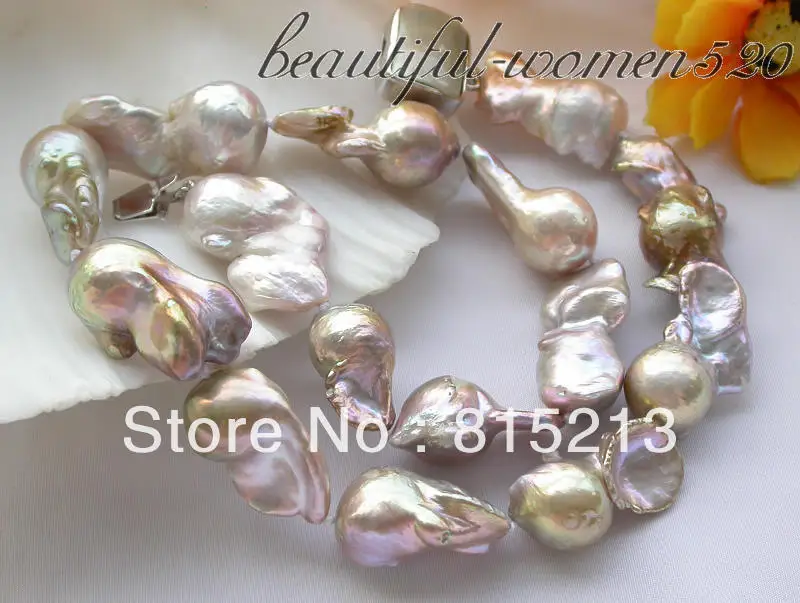 

FREE SHIPPING>>>@@ > N1341 27mm lavender BAROQUE KESHI REBORN PEARL NECKLACE