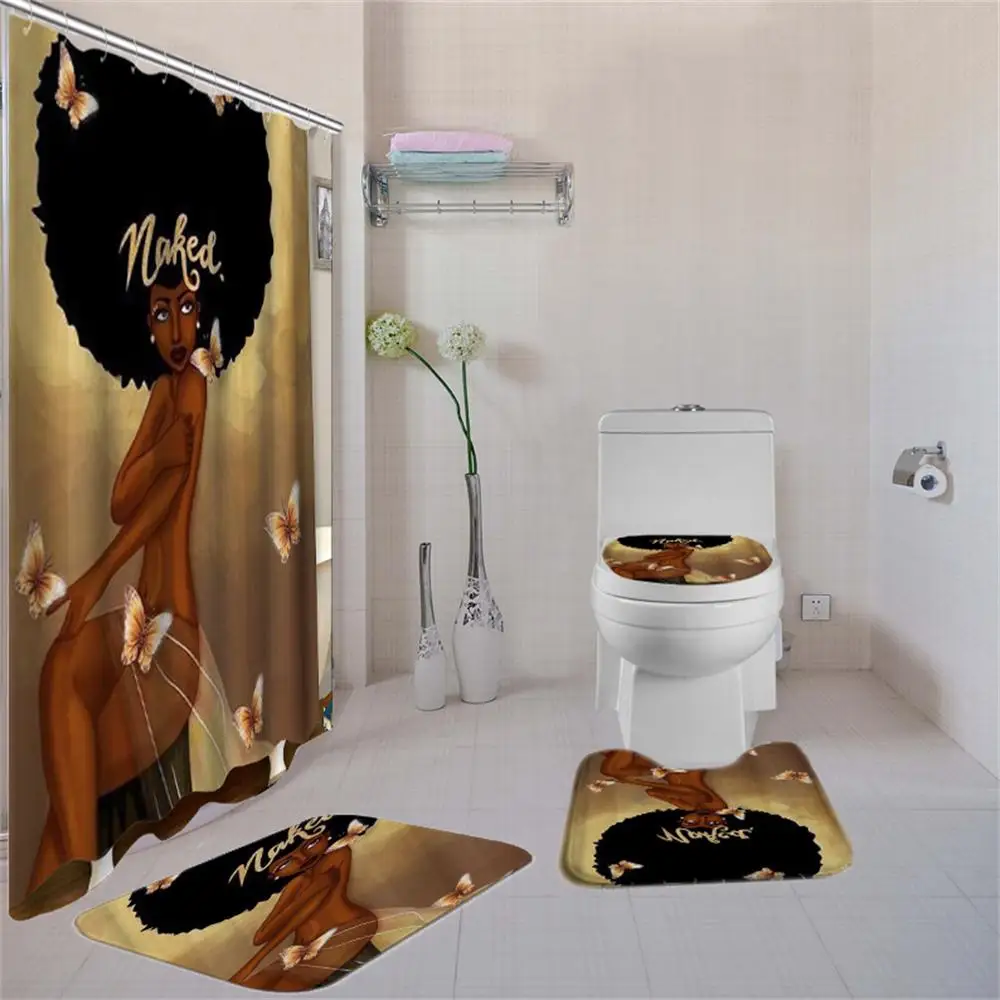 Marilyn Monroe Red Shower Curtain Bath Mat Toilet Cover Rug Bathroom Decor