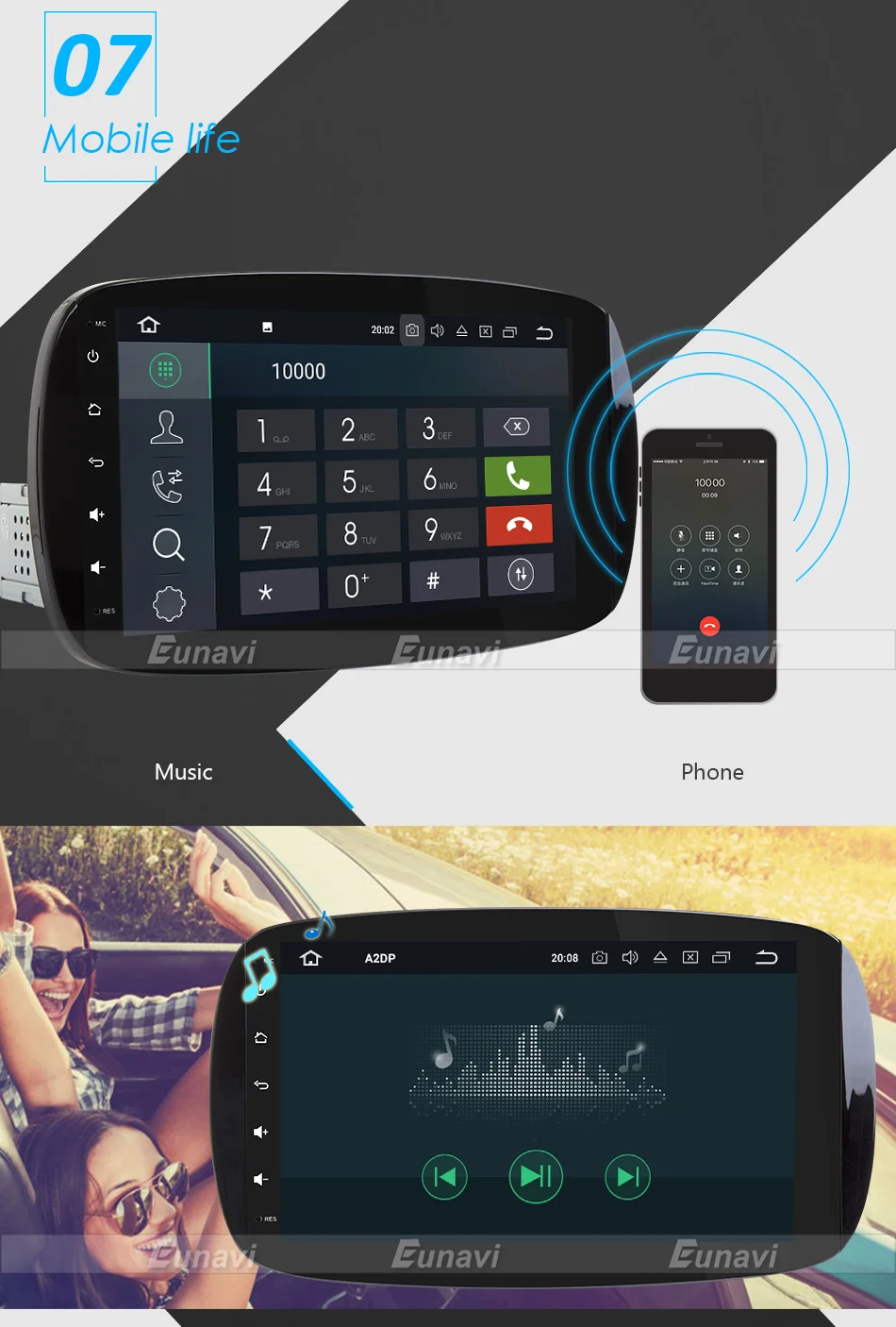 Excellent Eunavi Single 1 Din Android 7.1 Car radio stereo 2G RAM Autoradio GPS Navigation for Mercedes-Benz smart Quad core Stereo Video 12